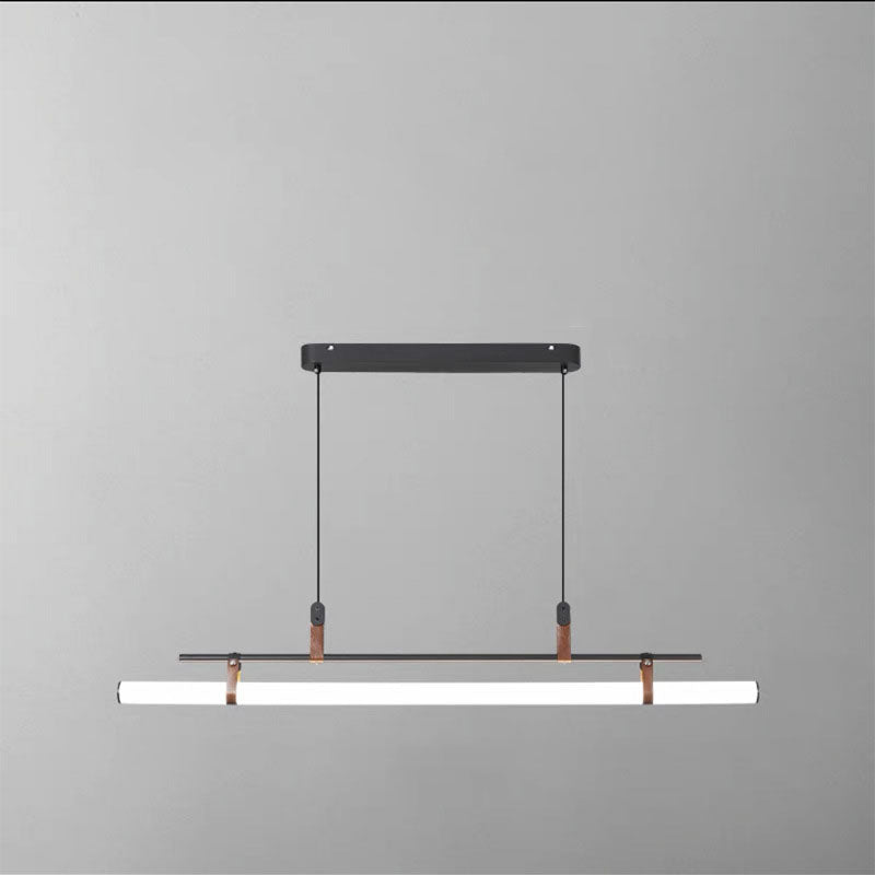 Sleek Black Iron & Acrylic LED Island Chandelier for Dining & Living Room