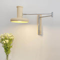 Beige Nordic Minimalist Swing Arm 1-Light Wall Sconce for Bedroom Decor