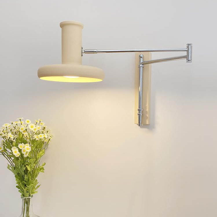 Beige Nordic Minimalist Swing Arm 1-Light Wall Sconce for Bedroom Decor