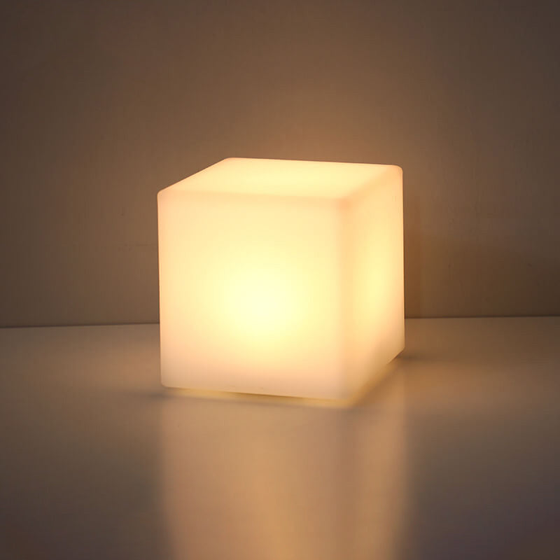 Geometric White Battery-Powered LED Table Lamp for Bedroom Decor