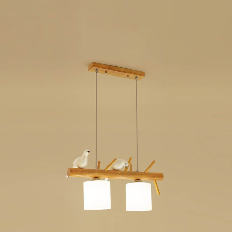 Nordic Minimalist Solid Wood Cylinder Chandelier for Dining Room