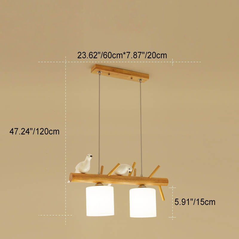 Nordic Minimalist Solid Wood Cylinder Chandelier for Dining Room