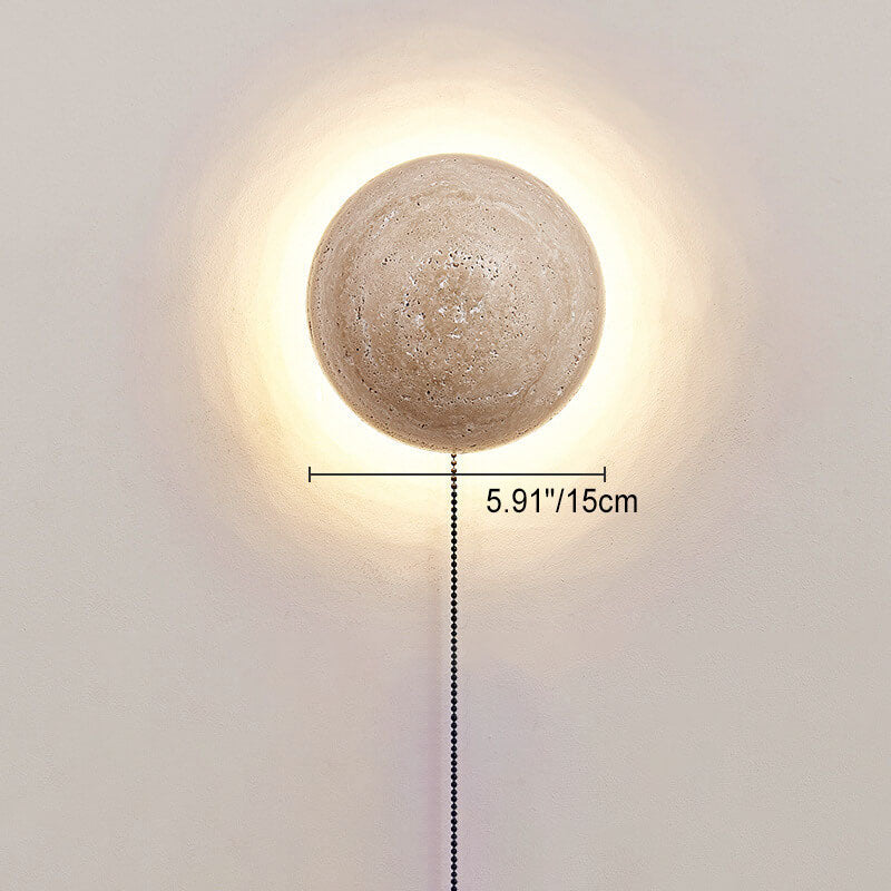 Elegant Yellow Travertine Wabi-Sabi LED Wall Sconce for Hallway Decor
