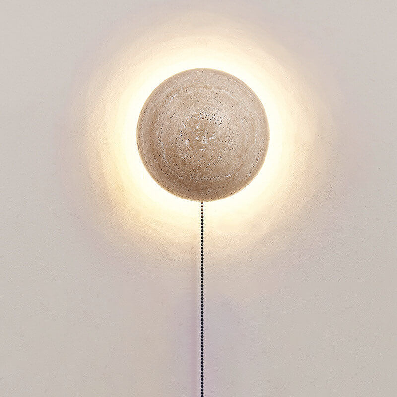 Elegant Yellow Travertine Wabi-Sabi LED Wall Sconce for Hallway Decor