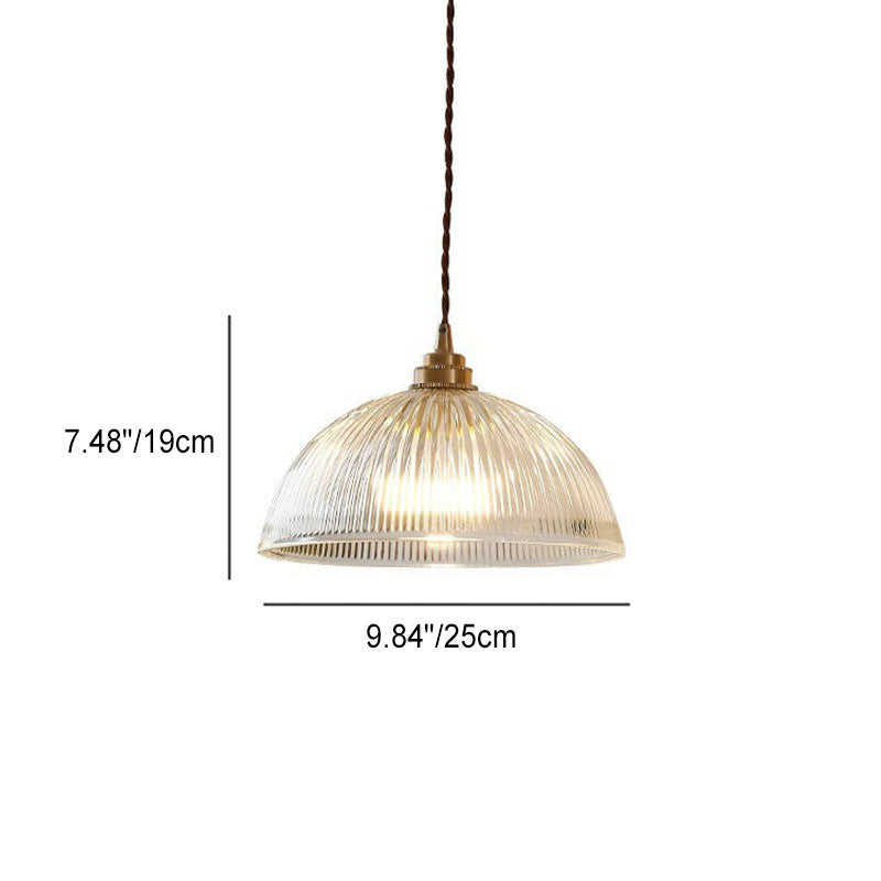 Sleek Clear Glass Dome Brass Pendant Light for Modern Dining Room