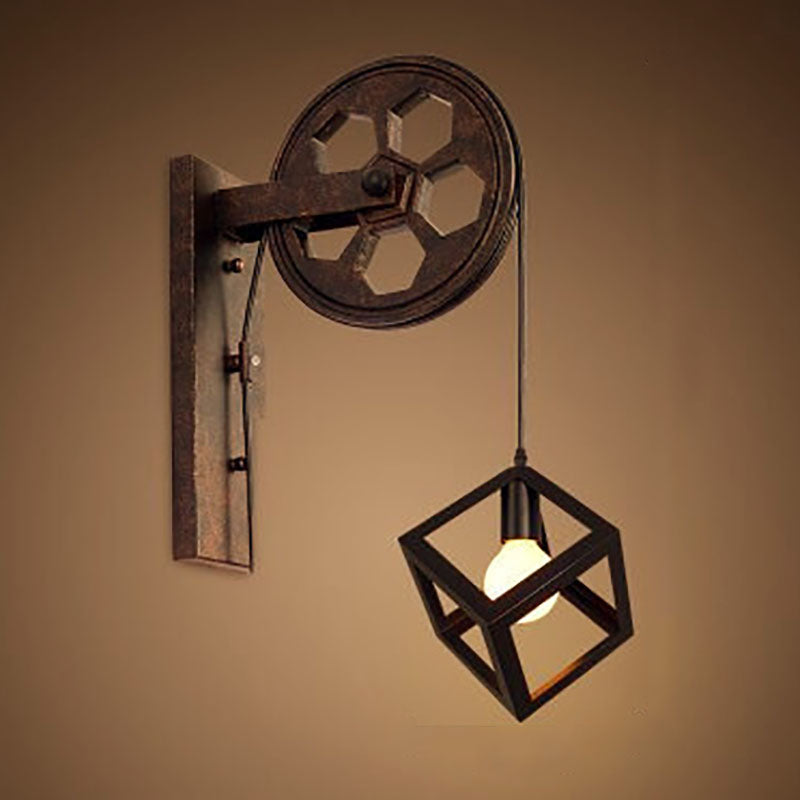 Rustic Iron Industrial 1-Light Wall Sconce Lamp for Vintage Home Decor