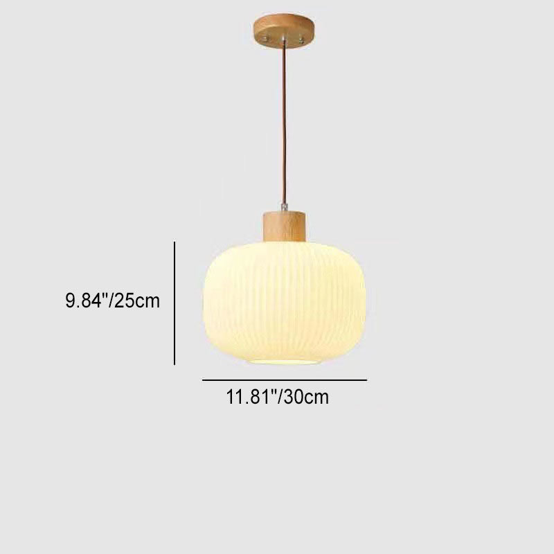 Rustic Japanese Wooden Strip Pendant Light for Living Room Island Lighting