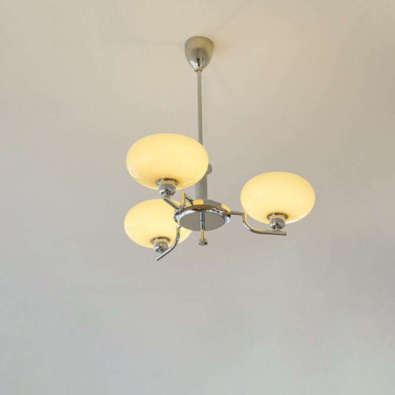 Traditional Vintage Milk White Glass Dome Chrome 3/5 Light Chandelier