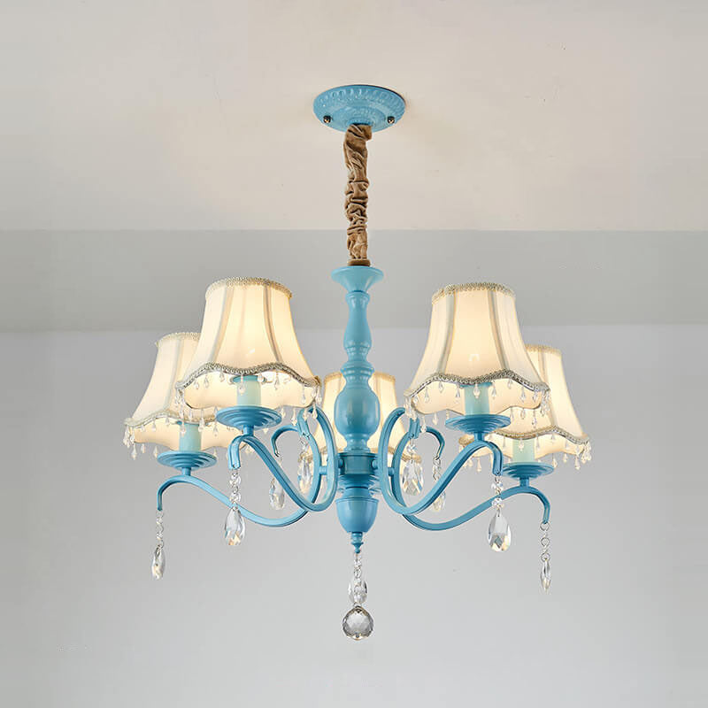 Elegant Modern Iron and Crystal Chandelier for Dining or Living Room
