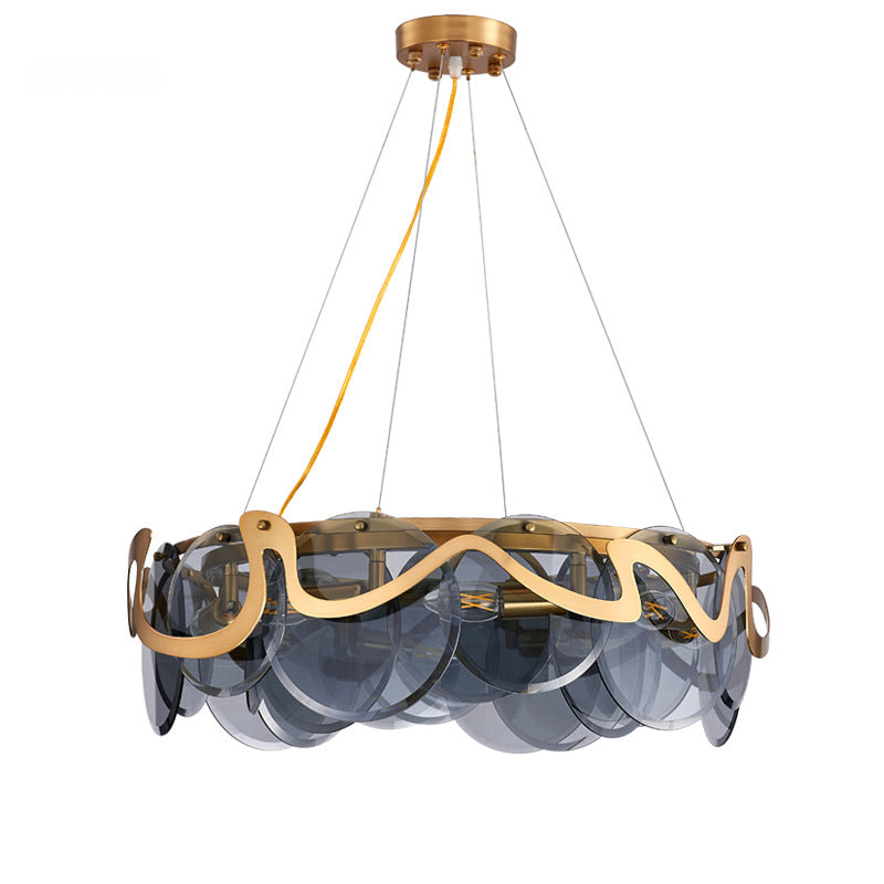 Modern Gold Finish Glass Cloud Texture Chandelier for Living Room 8/10 Lights