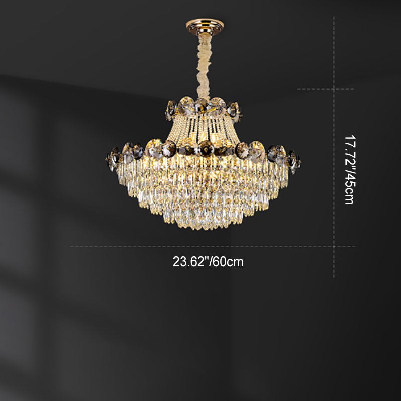 Modern Crystal Half Round Ball Iron Chandelier for Living Room, 8-24 Lights