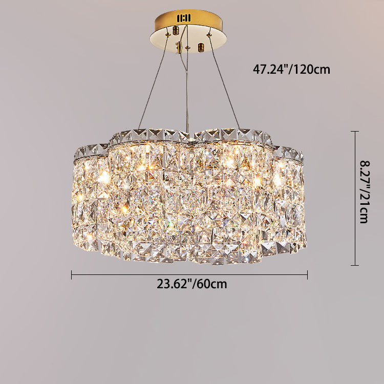 Sleek Stainless Steel Flower Crystal LED Chandelier for Living Room