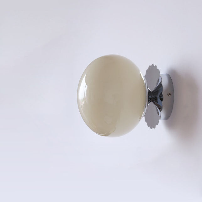 Rustic Industrial Black Iron and Glass Round Wall Sconce Lamp for Hallway