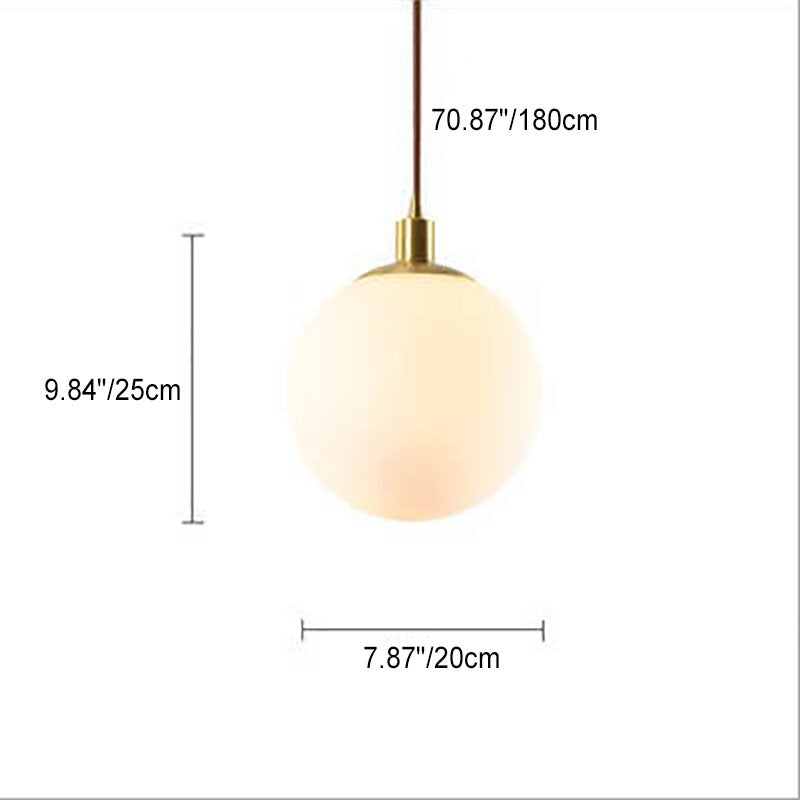 Modern White Orb 1-Light Pendant Fixture for Bedroom Nordic Minimalism