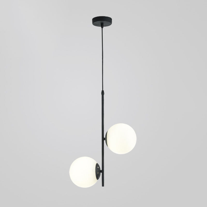 Modern Black Iron and Glass Round Ball Chandelier for Living Room