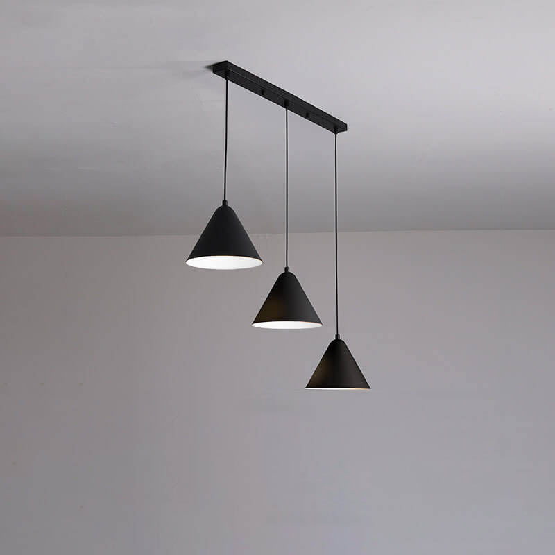 Nordic Black Wrought Iron 3-Light Horn Chandelier for Dining Room