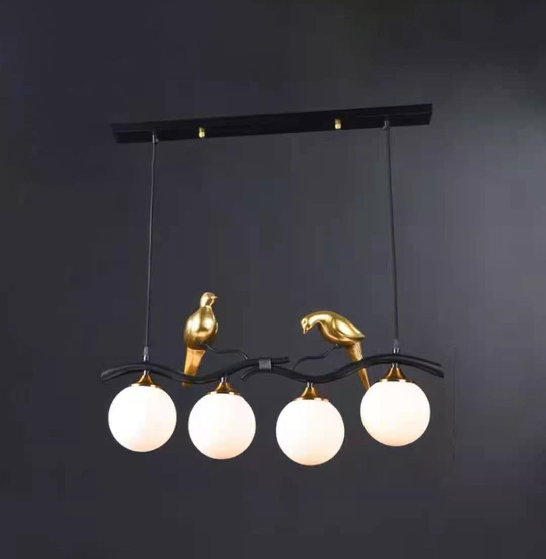 Modern Resin and Glass 4-Light Chandelier for Living Room Island