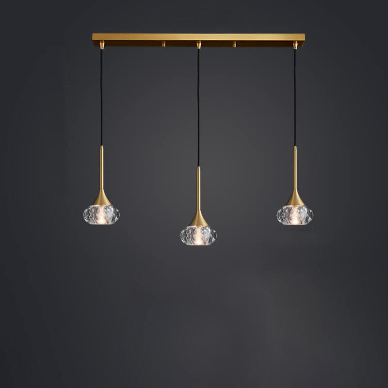 Elegant Brass Crystal Island Chandelier for Dining Room & Kitchen