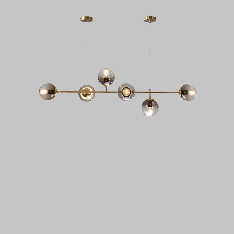 Elegant Modern Minimalist 6-Light Glass Globe Chandelier for Dining Room