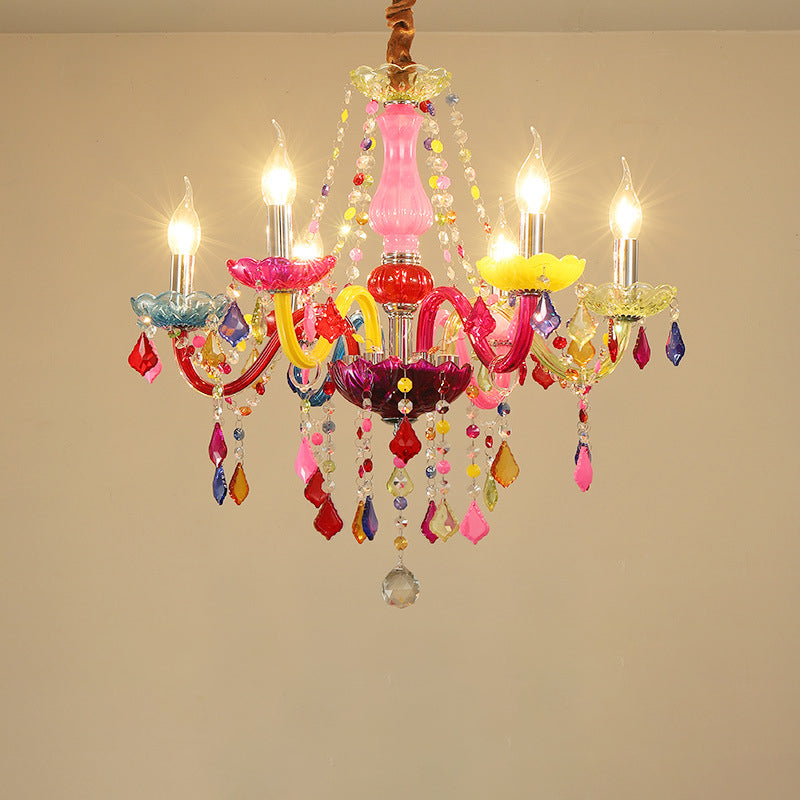 Elegant European Glass Crystal Candle Chandelier for Living Room Décor