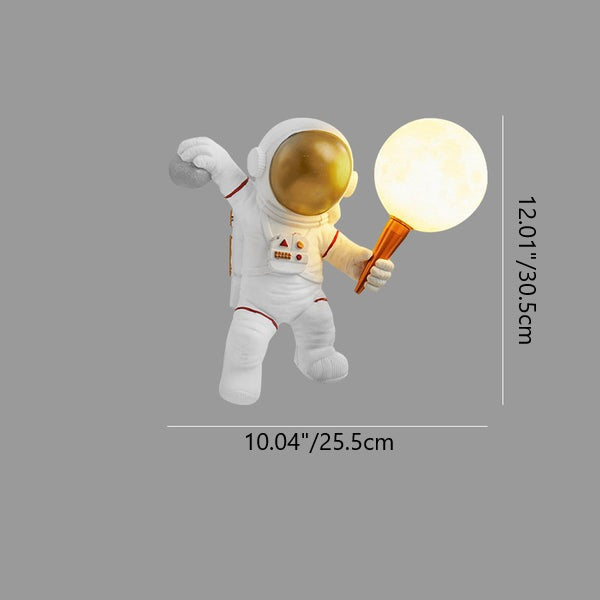 Modern Cartoon Astronaut Resin Wall Sconce Lamp for Kids' Bedroom