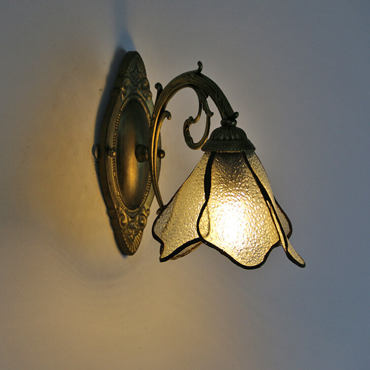 Antique Tiffany Style Stained Glass 1-Light Wall Sconce for Living Room