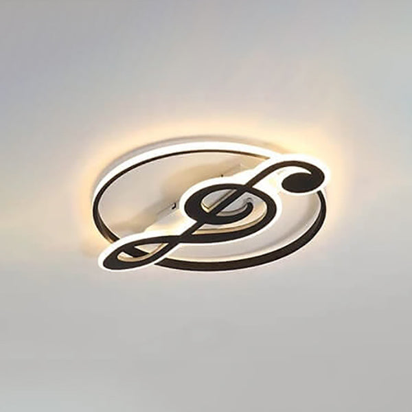 Nordic Style White Music Notes LED Flush Mount Light for Bedroom Hallway