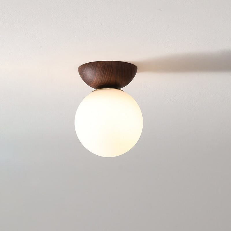 Contemporary Glass Iron Orb Semi-Flush Mount Light for Living Room