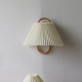 Contemporary Natural Wood Pleated Semi-Circle Wall Sconce for Living Room