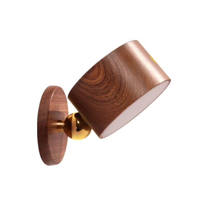 Rustic Wooden LED Wall Sconce with Rechargeable Touch Control for Bedrooms