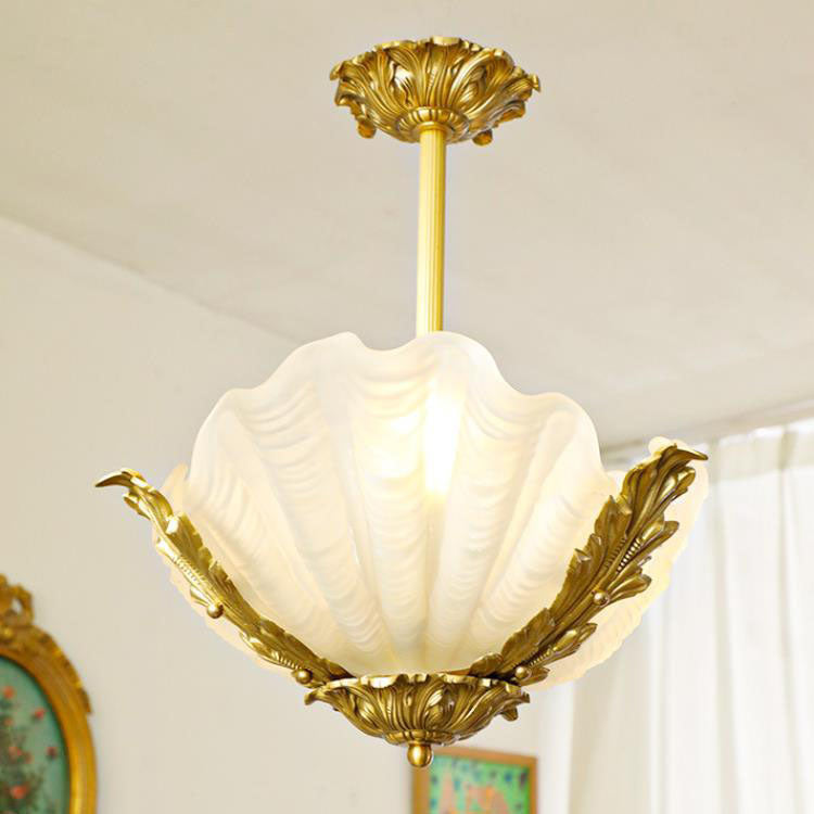 Elegant Brass Finish Art Deco Shell Chandelier for Living Room Lighting