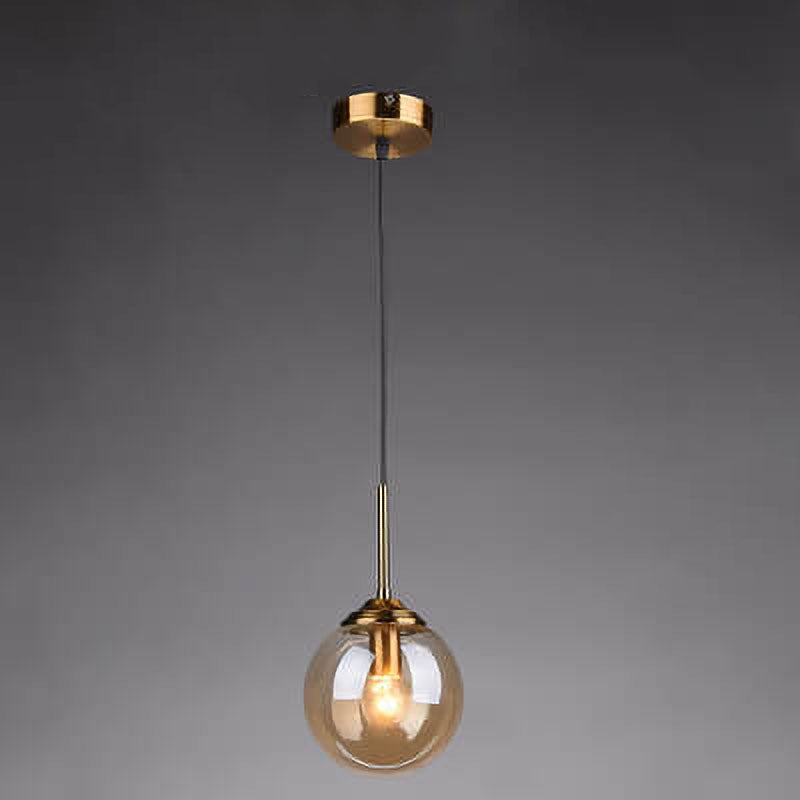 Nordic Copper Glass Spherical Island Light Chandelier for Dining Room