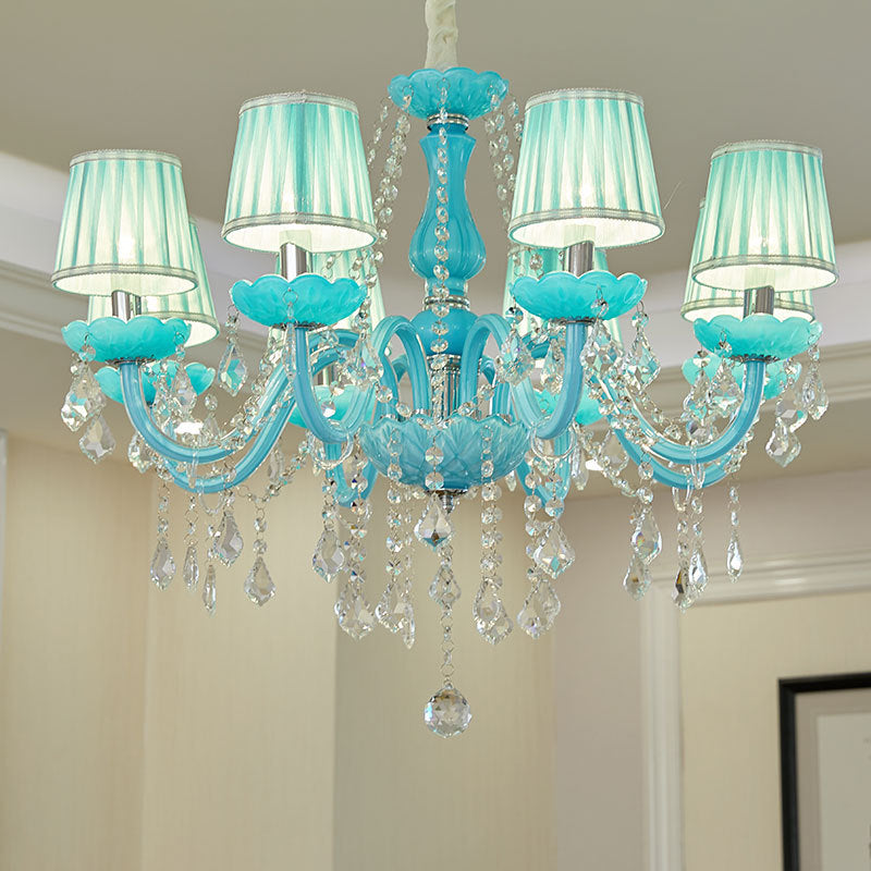 Coastal Crystal Glass Round Chandelier for Living Room, 6/8 Lights
