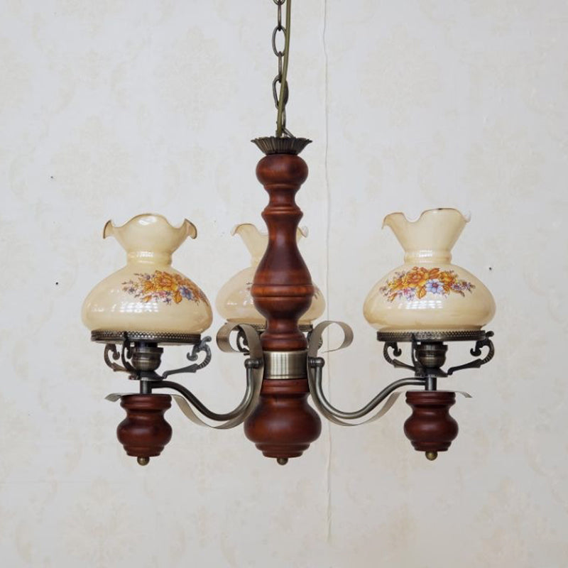 Rustic Iron and Wood 3-Light Candelabra Chandelier for Living Room