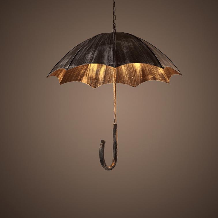 Industrial Round Black Iron 5-Light Umbrella Chandelier for Living Room