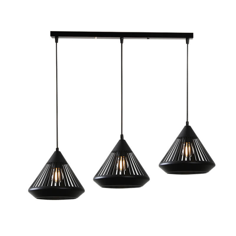 Modern Black Iron Hollow Diamond Chandelier Pendant for Kitchen Island