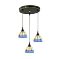 Tiffany Stained Glass Bell 3-Light Island Light Chandelier