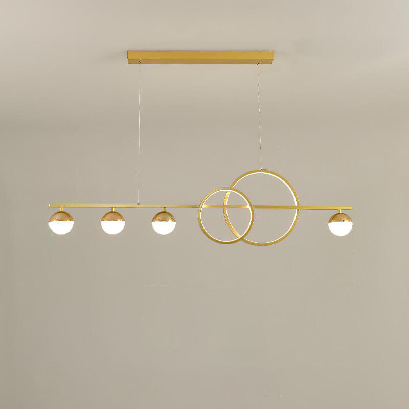 Sleek Silver LED Round Globe Chandelier Pendant Light for Kitchen Island