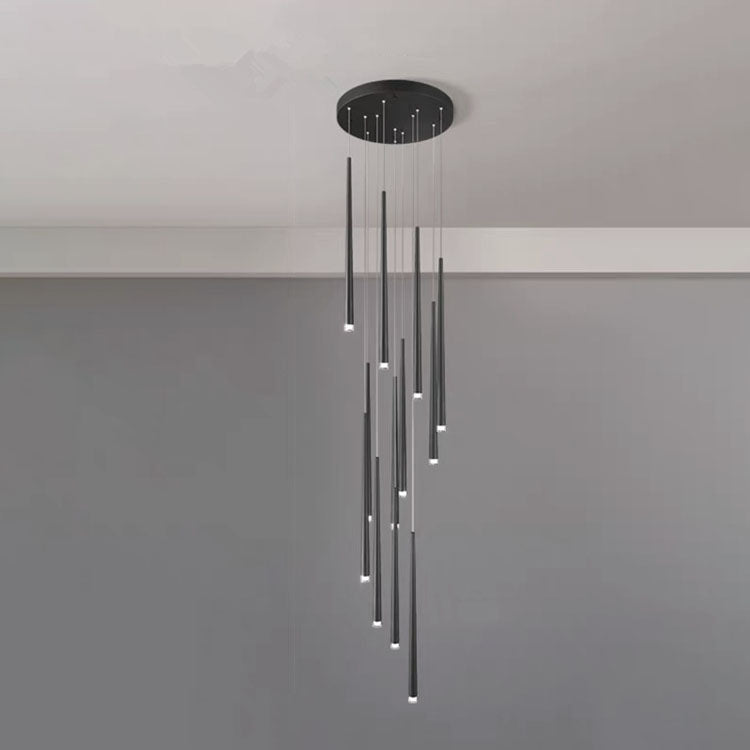Sleek Black Tapered Tube Acrylic LED Chandelier for Kitchen Island Lighting