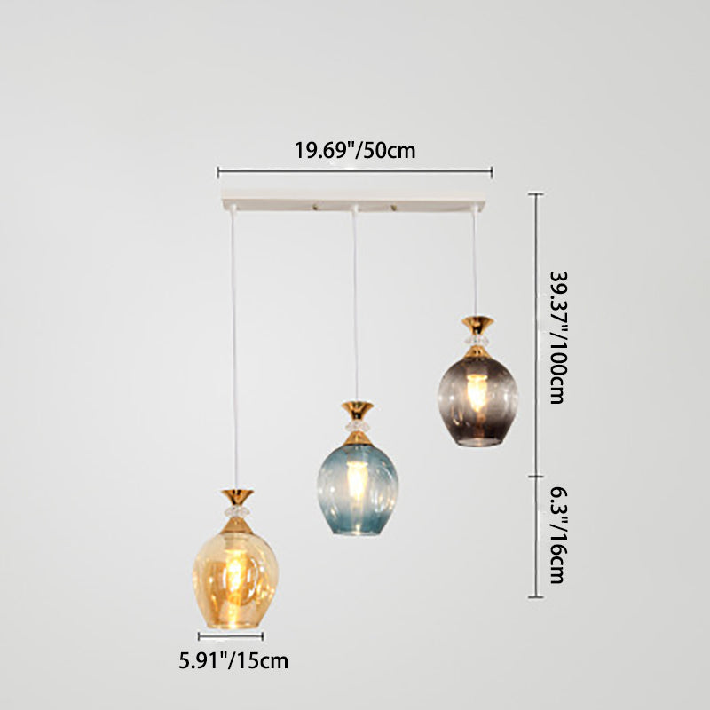 Nordic Gradient Glass Orb 1/3 Light Chandelier for Modern Living Room