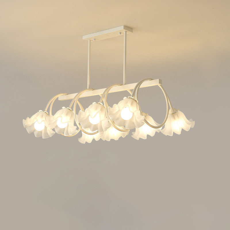 Modern Minimalist Cream Flower Iron & Glass Chandelier for Dining Room