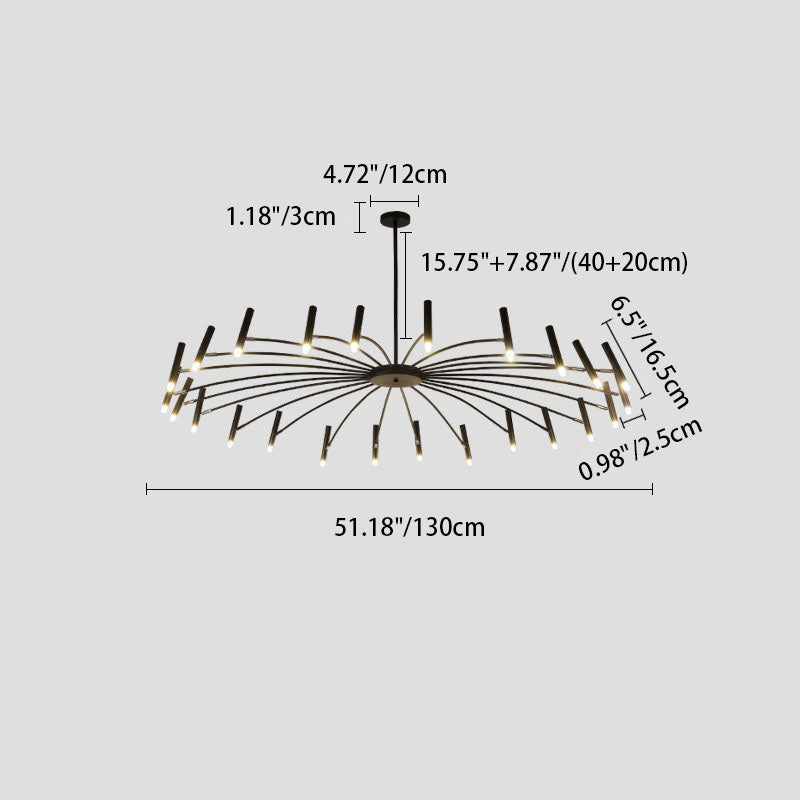 Modern Round Radioactive Iron Aluminum Chandelier for Living Room Lighting