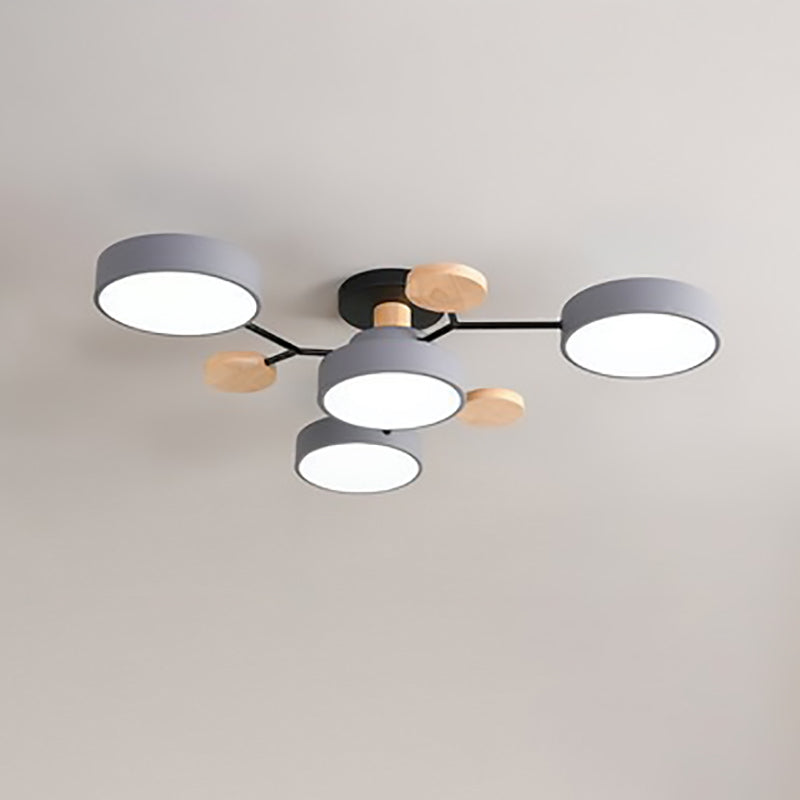 Scandinavian Round LED Semi-Flush Mount Light for Modern Living Room