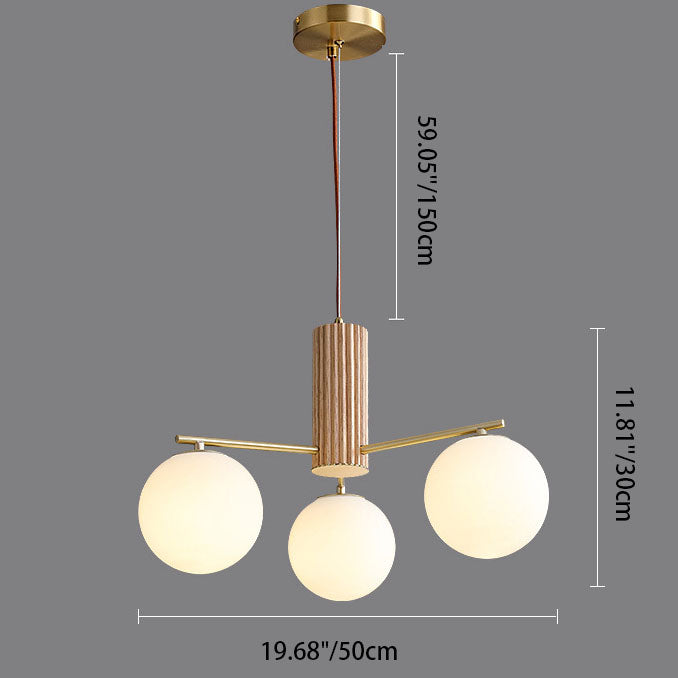 Contemporary Copper Glass Sphere Chandelier for Dining Room or Living Room