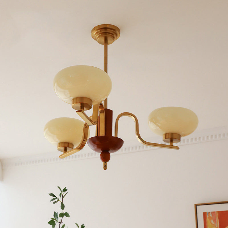 Antique Bronze Metal Glass Oval Round Chandelier for Living Room