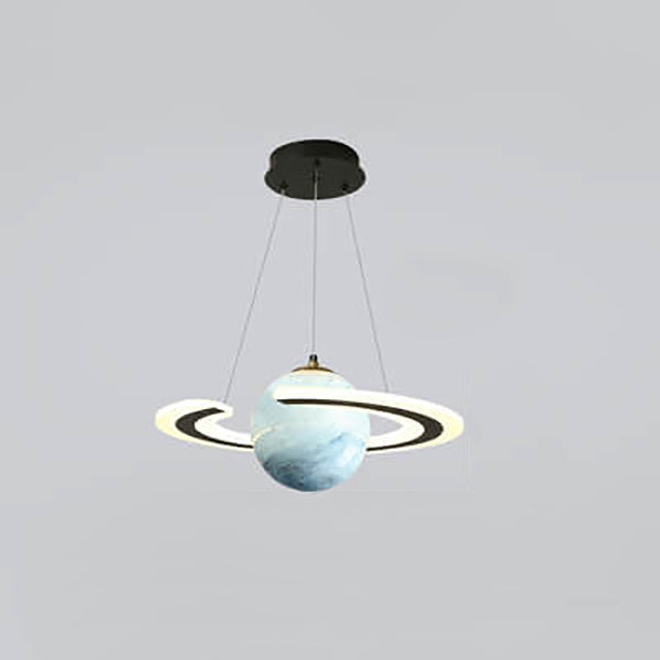 Contemporary Kids Planet Circle LED Chandelier for Playroom or Bedroom