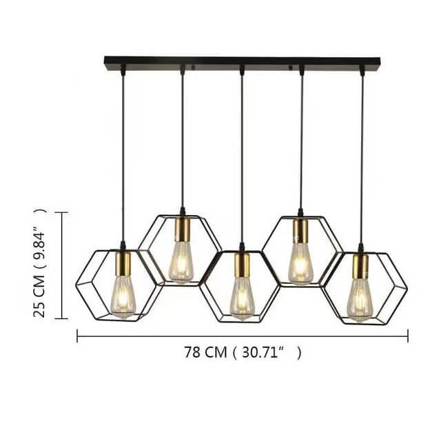 Mid-Century Geometric Iron Frame 3/5-Light Island Chandelier for Living Room