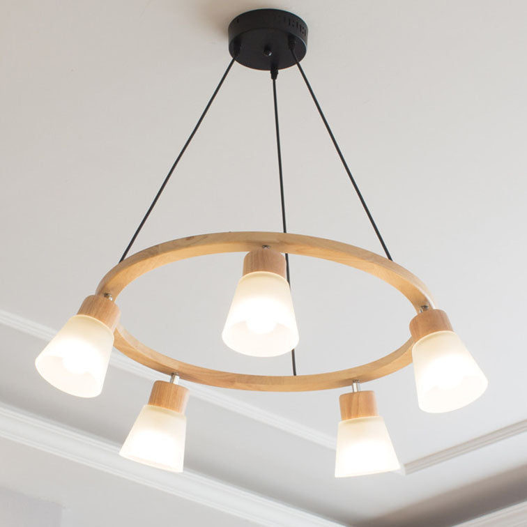 Nordic Minimalist Solid Wood 3/5-Light Chandelier for Living Room