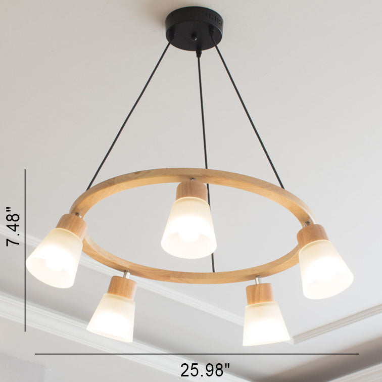 Nordic Minimalist Solid Wood 3/5-Light Chandelier for Living Room