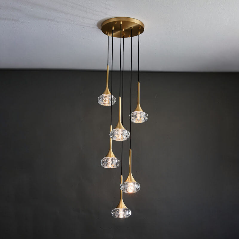 Elegant Brass Crystal Island Chandelier for Dining Room & Kitchen